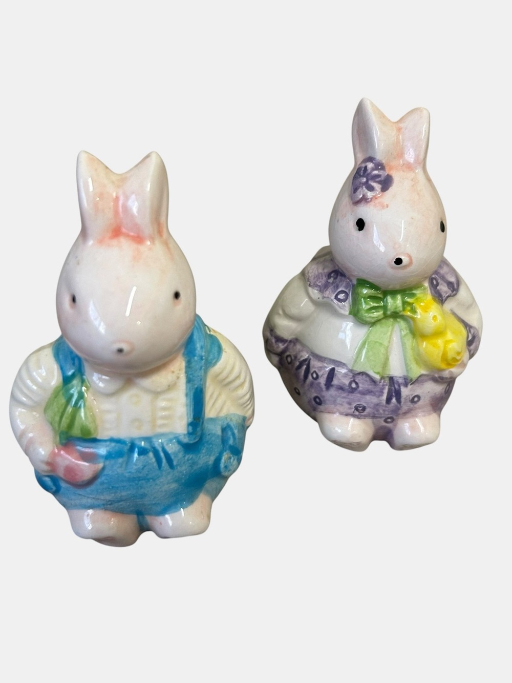 Vintage Ceramic Easter Bunny Salt & Pepper Shaker Set